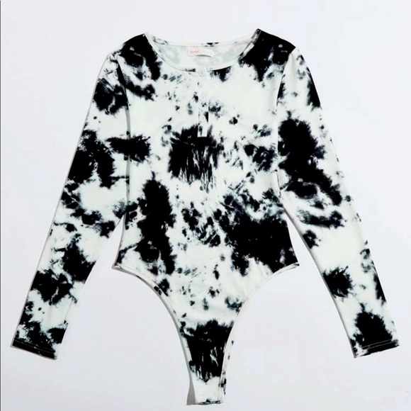Back/white tie dye long sleeve bodysuit - Picture 1 of 8